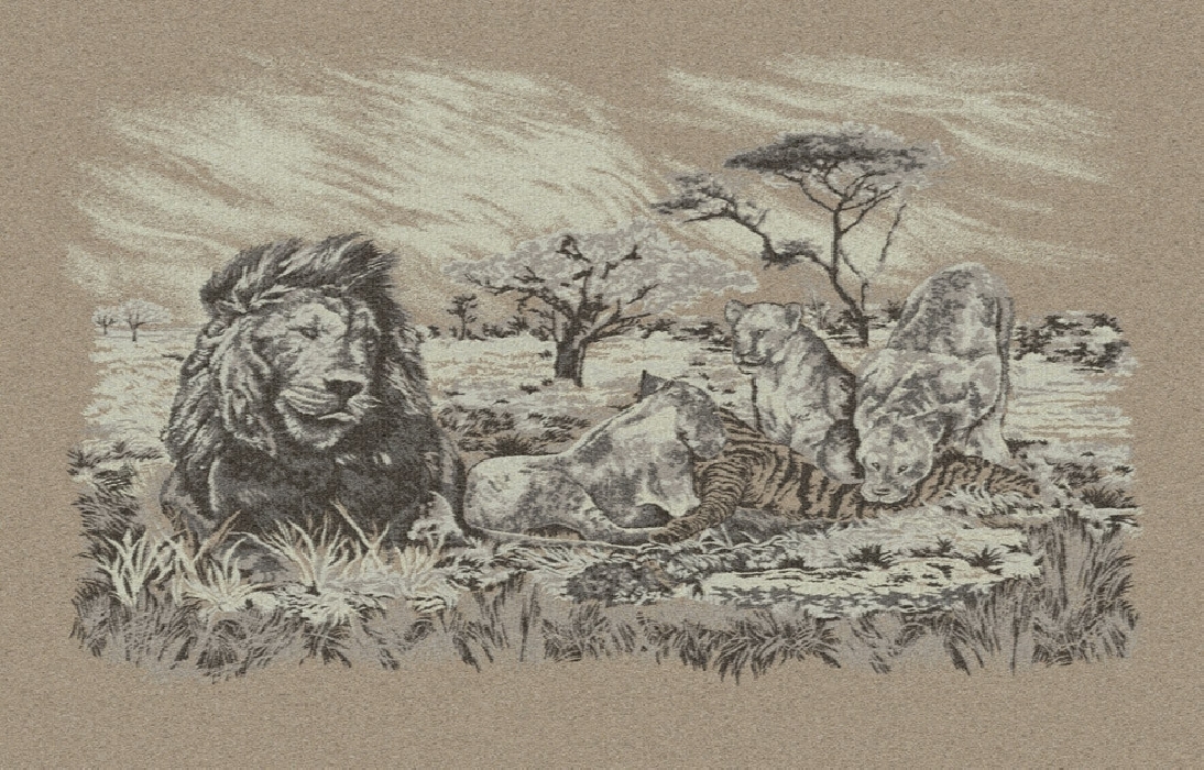 Jacquard Cashmere Throw - Lion and Zebra