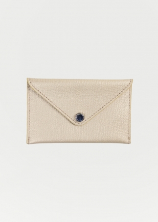 Small leather card holder in champagne gold