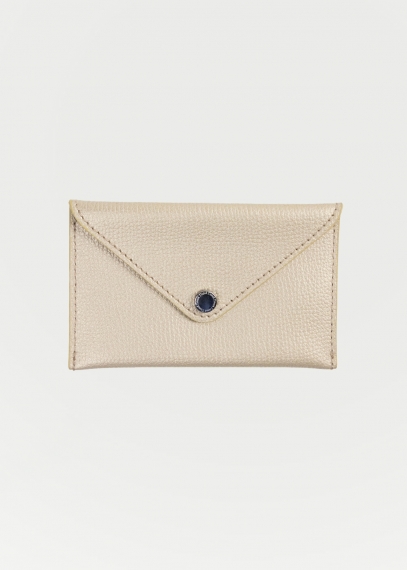 Small leather card holder in champagne gold