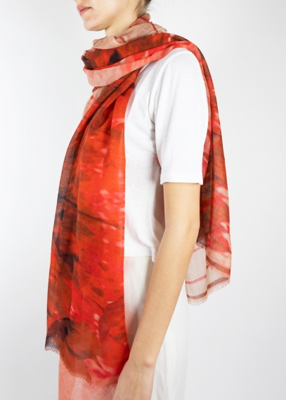 Stola in cashmere light fiore rossa