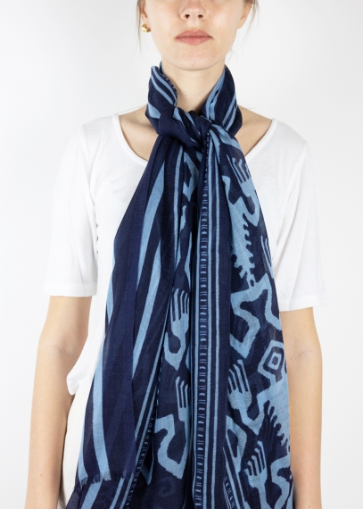 Atzeca Dark Blue Light Cashmere Stole