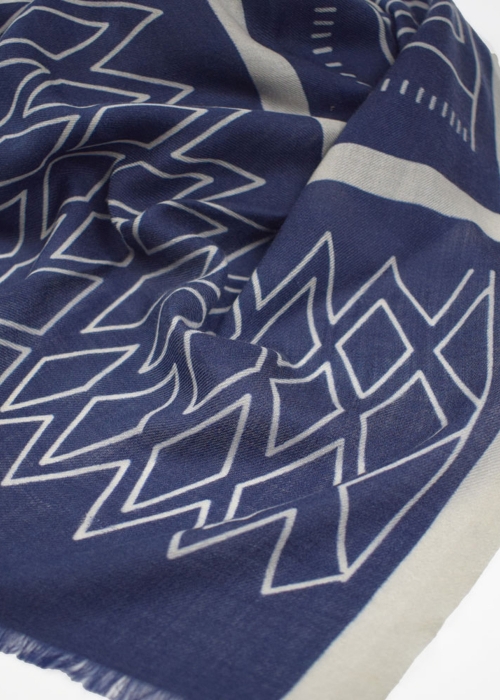 Blue and White Drawings  Cashmere Stole