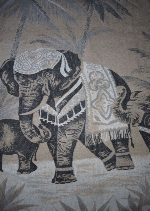 Jacquard Cashmere Throw - Indian Elephants