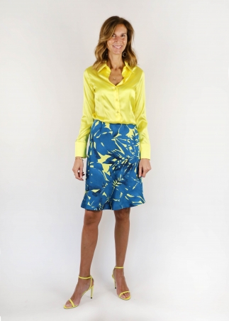 Teal Yellow Flared Skirt