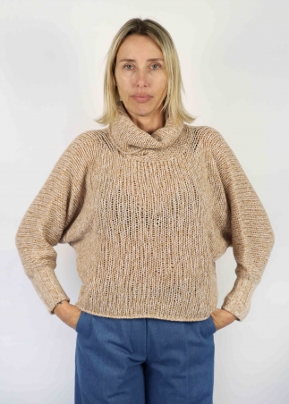 Beige Soft Neck Mariaelena Mouliné Sweater