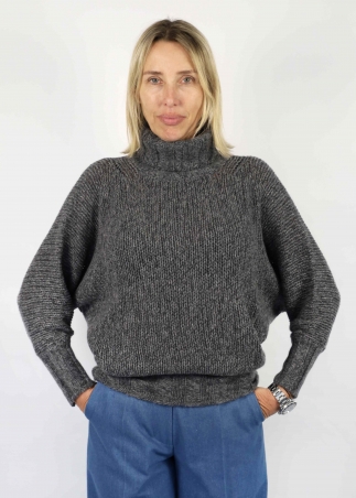 Grey High Neck Mariaelena Mouliné Sweater