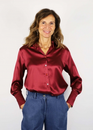 Camicia Angelica in Seta Bordeaux