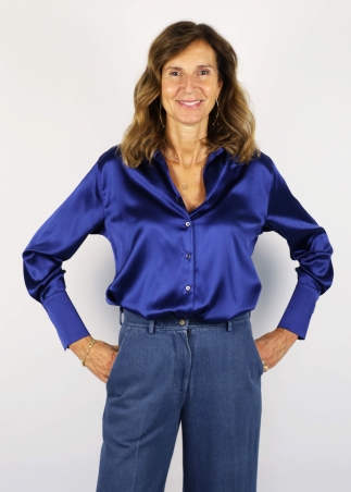 Camicia Angelica in Seta Blu scuro