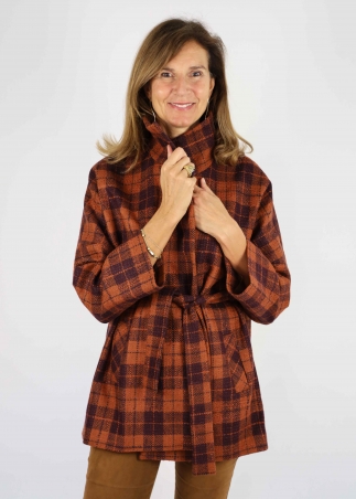 Rust Checked Lucrezia Coat