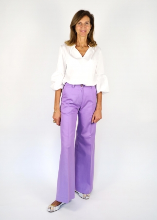 Lilac Cotton Twill Michela Trousers