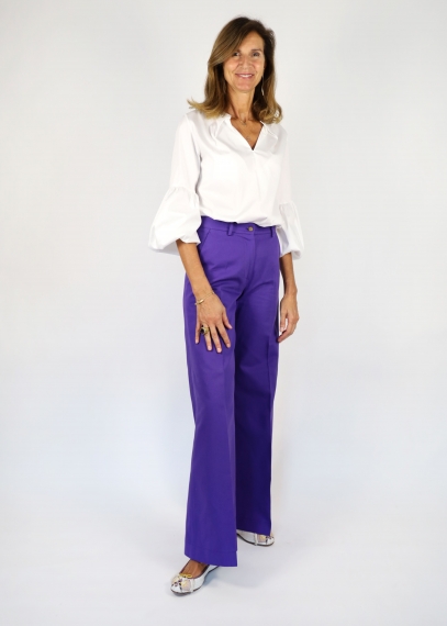 Purple Cotton Twill Michela Trousers