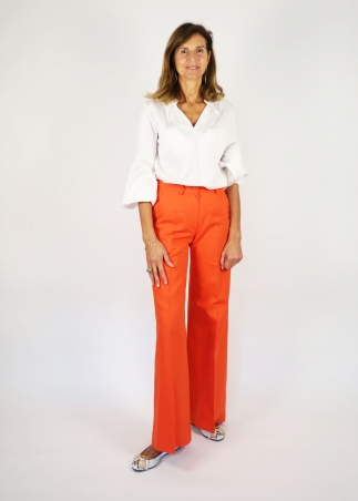 Orange Cotton Twill Michela Trousers