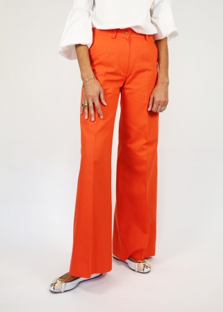 Orange Cotton Twill Michela Trousers