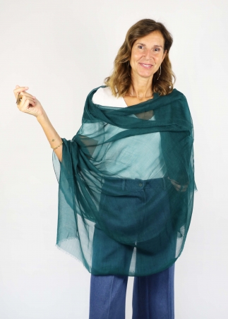 Stola in cashmere voile ultralight Verde Petrolio