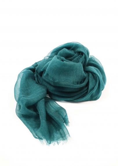 Stola in cashmere voile ultralight Verde Petrolio