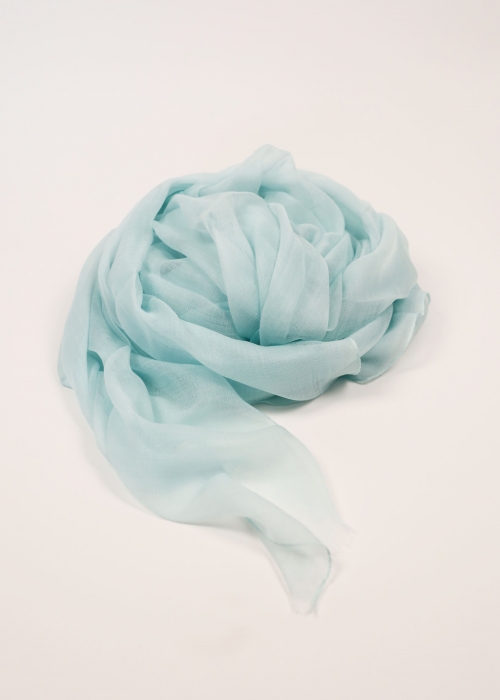 Stola in cashmere voile ultralight Azzurro Cielo