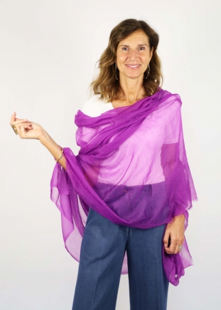 Stola in cashmere voile ultralight Ciclamino Scuro