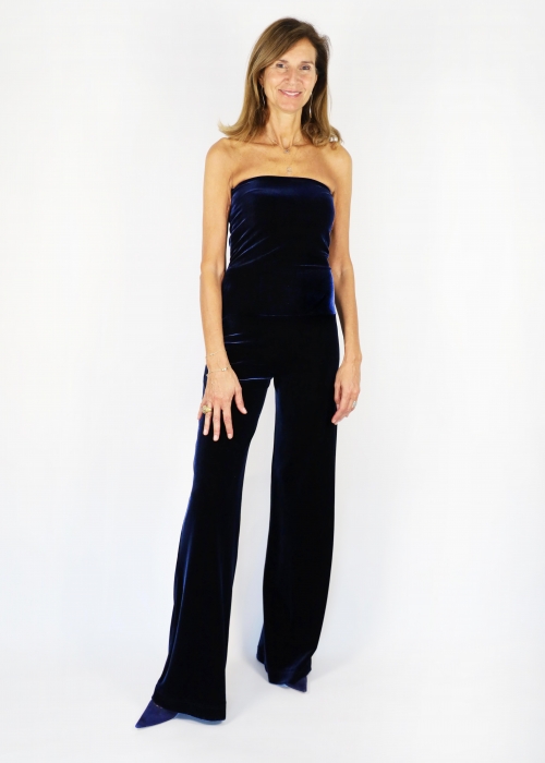 Blue Manuela Velvet Jumpsuit