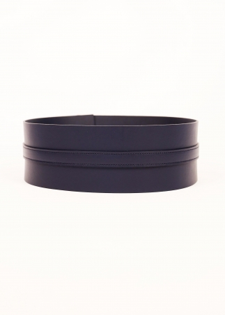 High Waist Leather Belt | Navy