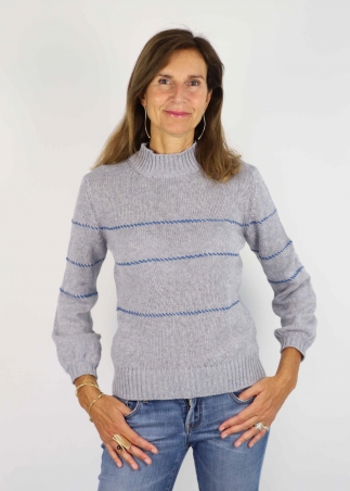 Grey Allegra Saddle Stitches Sweater