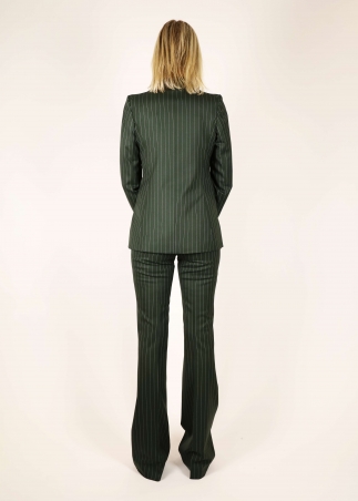 Green Pinstriped Claude Trousers