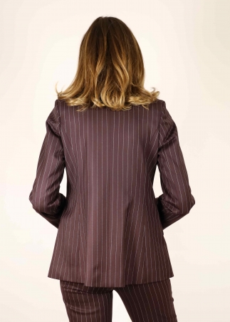 Purple Pinstriped Double Breasted Jacket