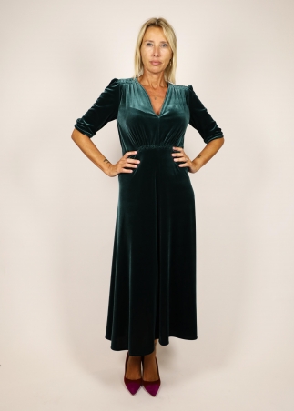 Green Velvet Francesca Dress