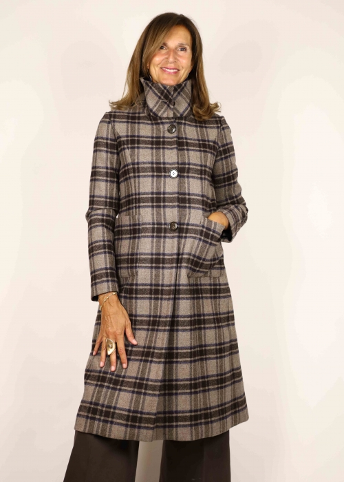 Brown Check Long Coat