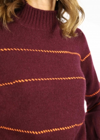 Burgundy Allegra Saddle Stitches Sweater