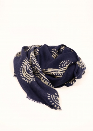 Blue and Off White Cashmere Stole