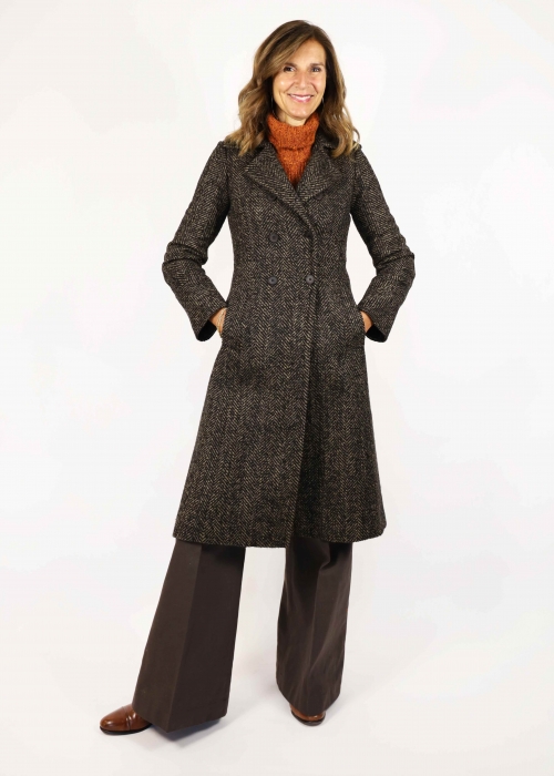 Brown Nut Herringbone 70's Coat