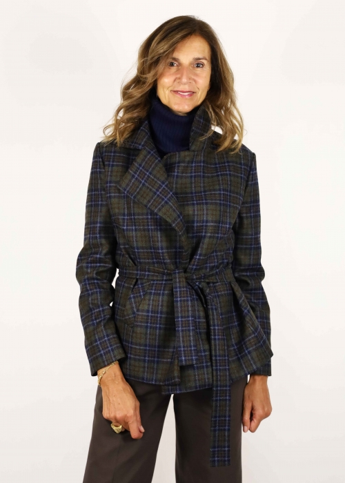 Green Tartan Short Coat with Sash