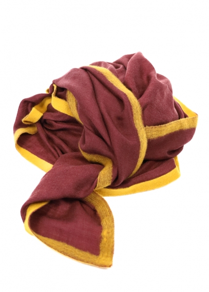 Bordeaux Cashmere Stole With Saffron Ribbon