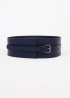 High Waist Leather Belt | Navy