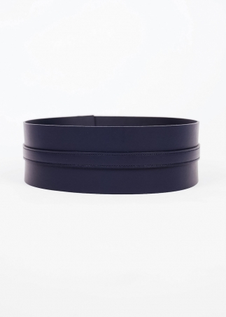 High Waist Leather Belt | Navy