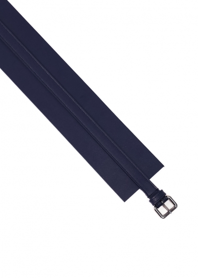 High Waist Leather Belt | Navy