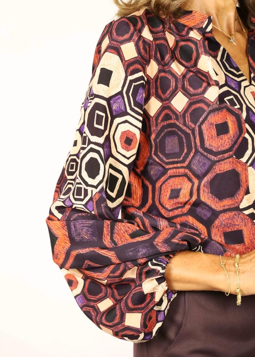 Printed Silk Geometric Shirt