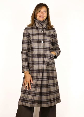 Brown Check Long Coat