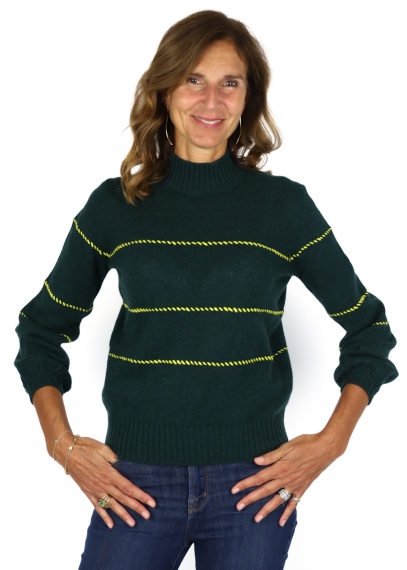 Green Allegra Saddle Stitches Sweater