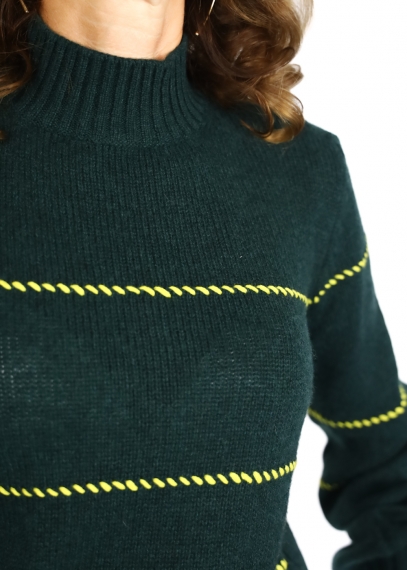 Green Allegra Saddle Stitches Sweater