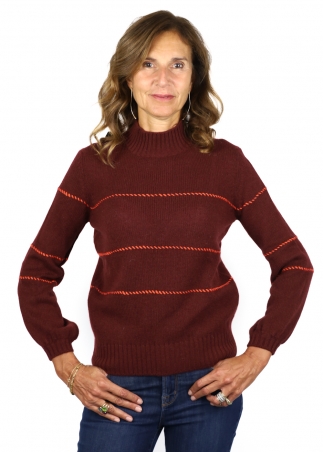 Bordeaux Allegra Saddle Stitches Sweater