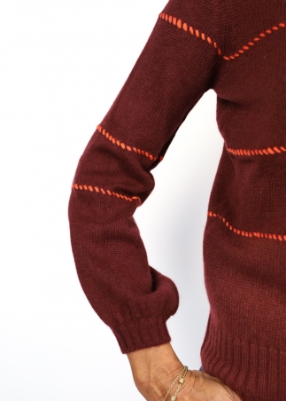 Bordeaux Allegra Saddle Stitches Sweater