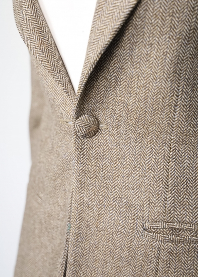 Ivory and Light Brown Herringbone Sibilla Jacket