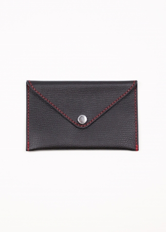 Small leather card holder with button