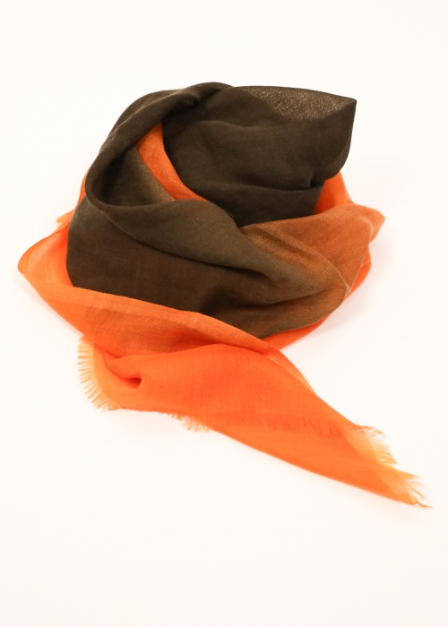 STOLA IN CASHMERE LEGGERO SFUMATA ARANCIO E MARRONE