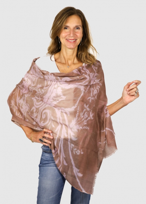 BROWN LIGHT PINK CASHMERE STOLE