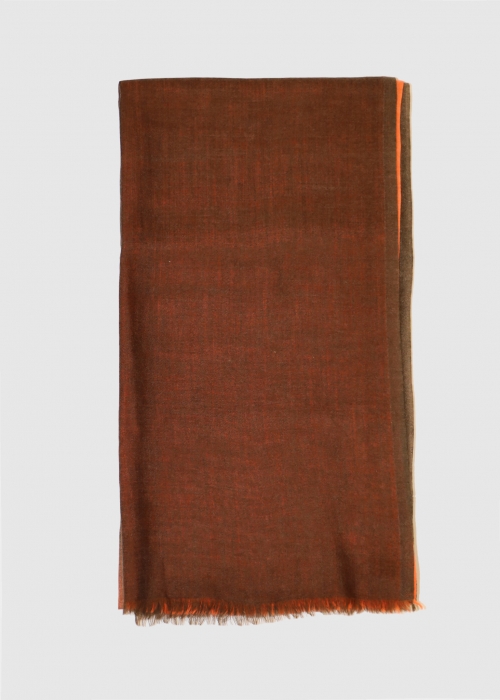 NUANCED LIGHT ORANGE AND BROWN CASHMERE STOLE