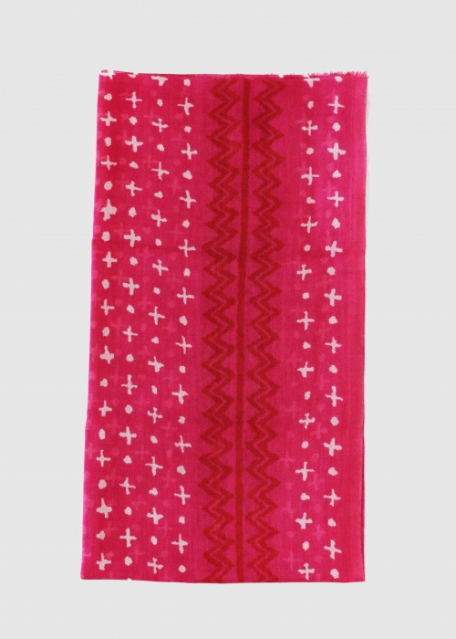 Fuchsia Red and White Light Cashmere Stole