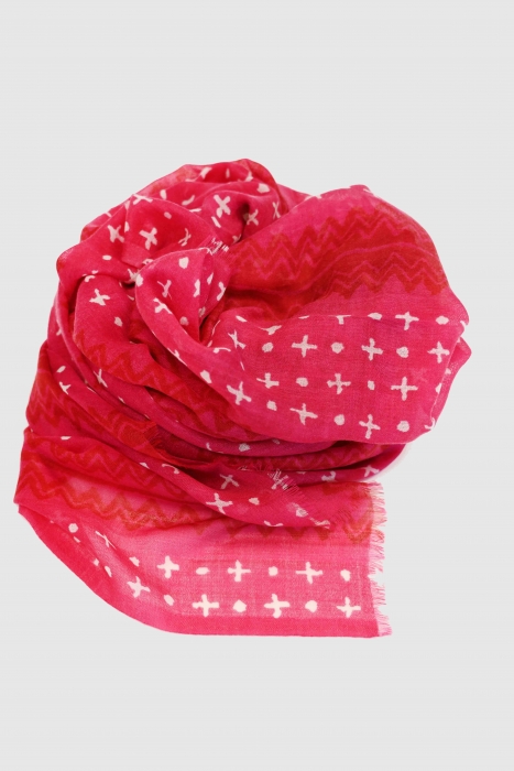 Fuchsia Red and White Light Cashmere Stole