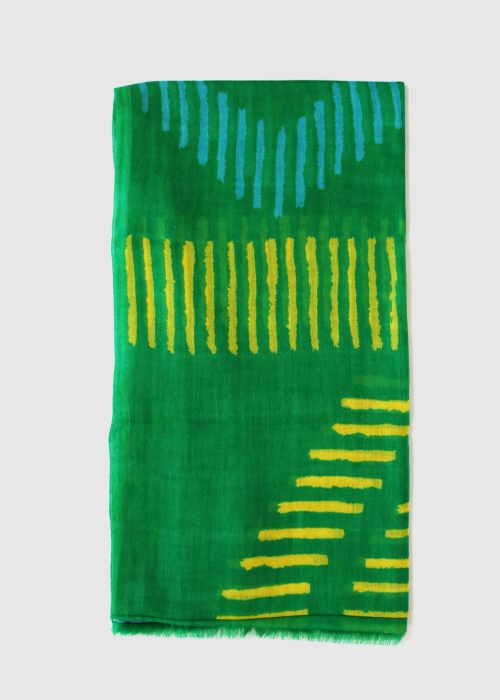 Green Yellow and light blue Light Cashmere Stole